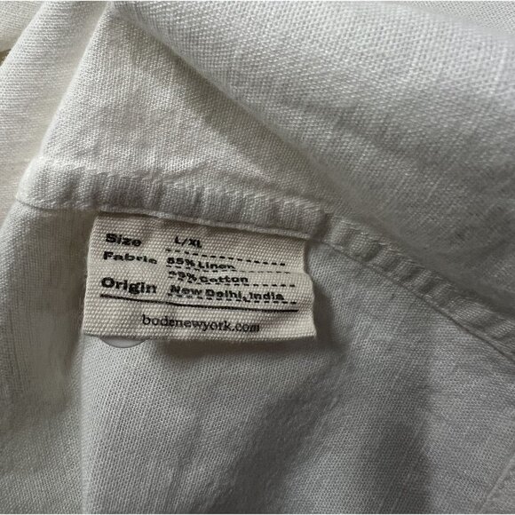 BODE Linen Blend Dog Embroidered Shirt in White - Picture 4 of 4
